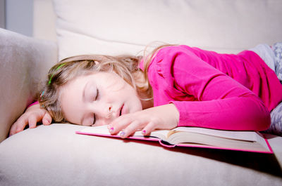 Close-up of girl sleeping