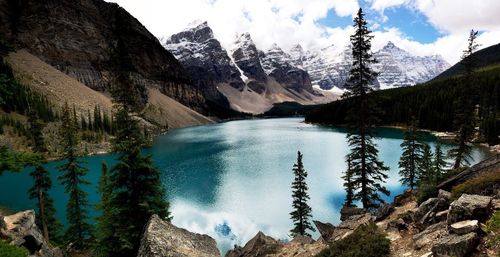 Scenic view of lake and mountains