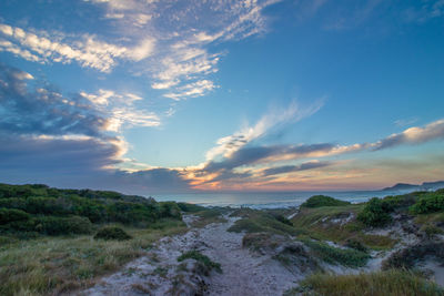 Scenic view of sea against sky during sunset