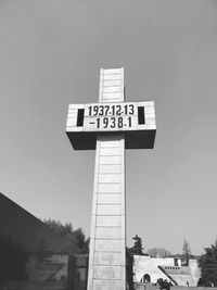 Low angle view of information sign against clear sky