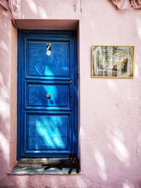 Close-up of closed door of building