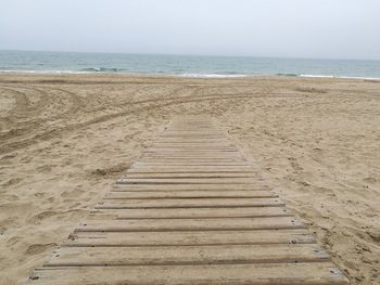 Scenic view of beach against clear sky