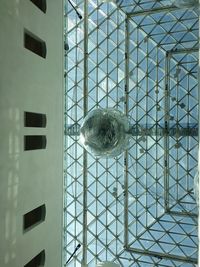 Directly below shot of skylight in glass building
