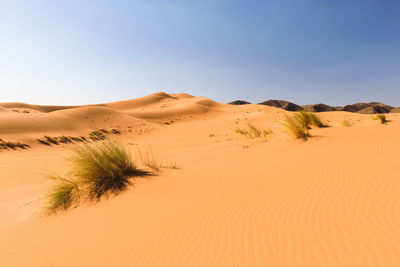 Scenic view of desert against clear sky