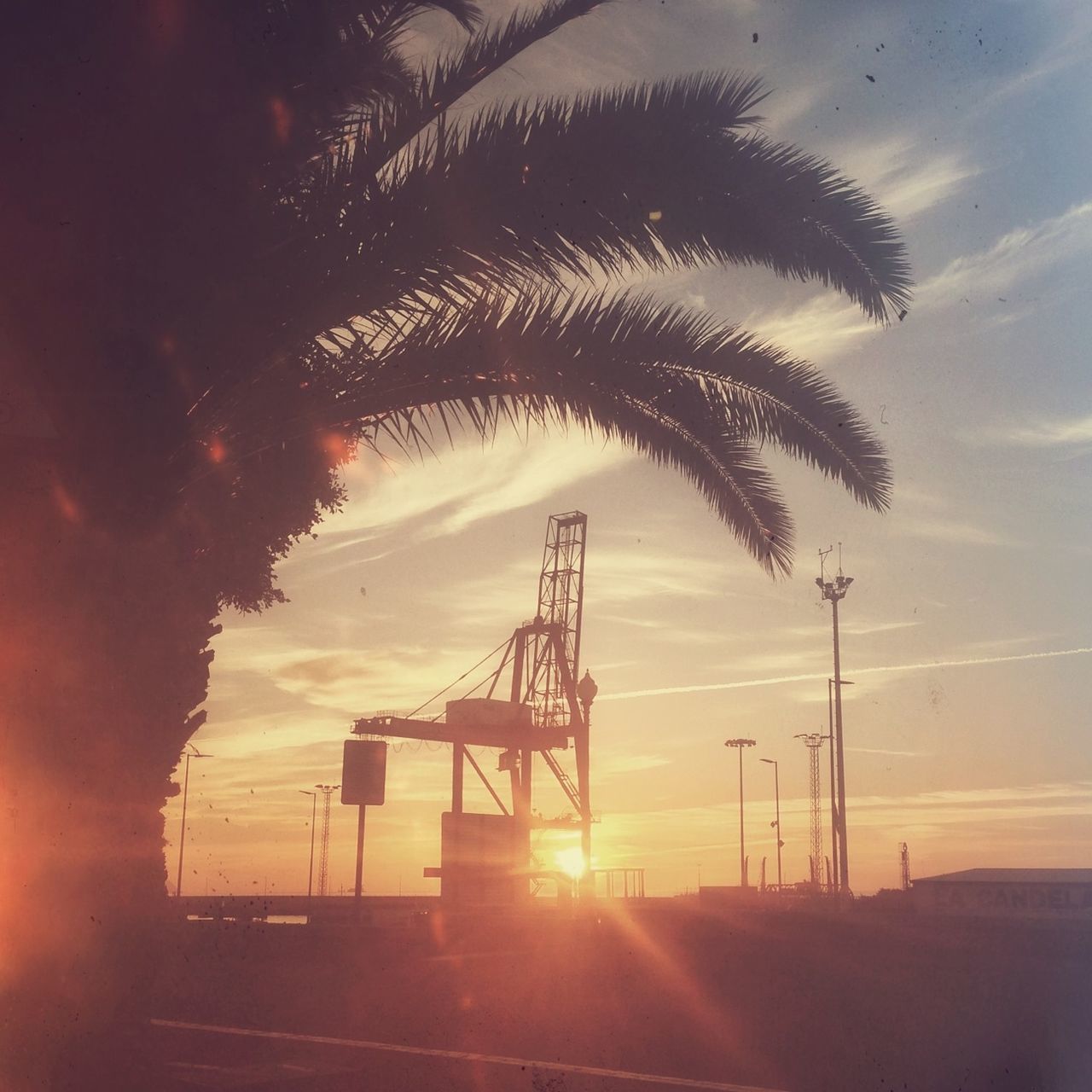 sunset, silhouette, sky, sun, cloud - sky, orange color, tree, sunlight, nature, scenics, tranquility, beauty in nature, low angle view, sunbeam, cloud, palm tree, tranquil scene, idyllic, lens flare, outdoors