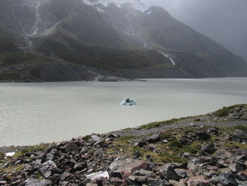 Scenic view of sea and mountains