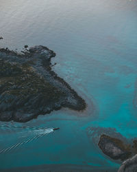 High angle view of rocks on beach