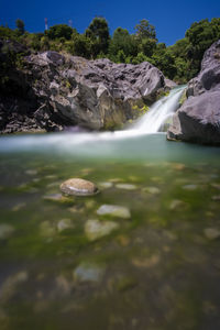 Water flowing through rocks