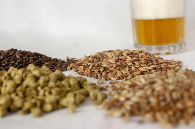 Close-up of beer glass on table