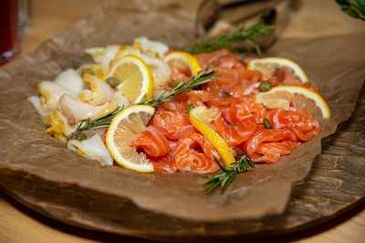 Close-up of food in plate on table