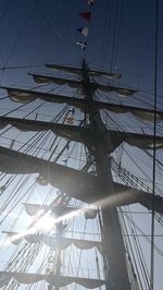 Low angle view of sailboat against sky