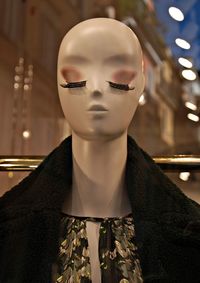 Close-up of mannequin in store