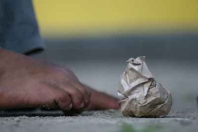 Close-up of person hand holding paper