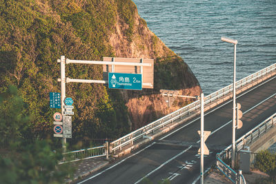 High angle view of bridge against sky