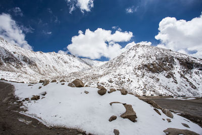 Snow covered mountain against sky