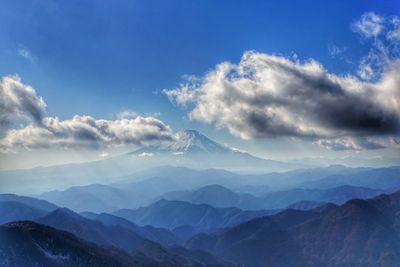 Scenic view of mountains against sky