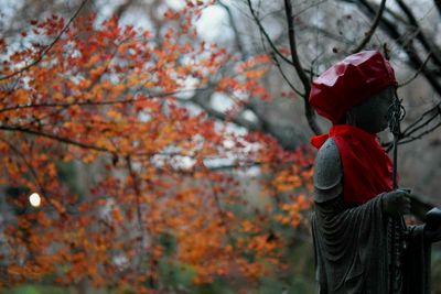 Sculpture in park during autumn