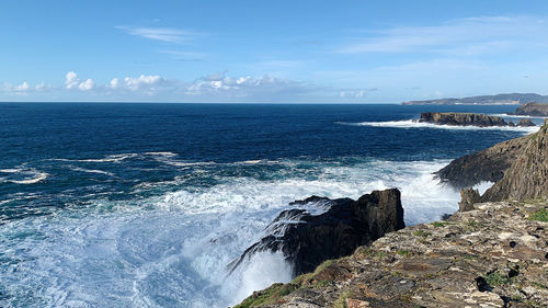 Scenic view of sea against sky at the atlantic coast. winter