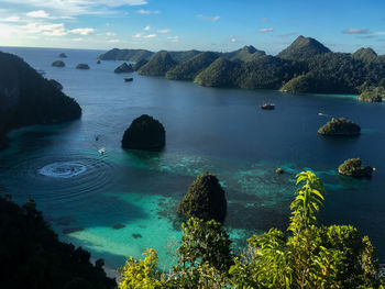 High angle view of sea against sky