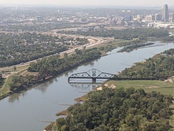 High angle view of bridge over river in city