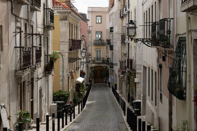 View of historic apartment buildings in lisbon, portugal. neighborhood of moorish