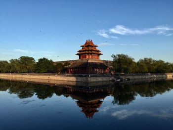 Reflection of building in lake