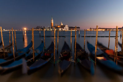 Scenic view of gondola's at night