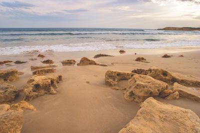 Scenic view of beach against sky