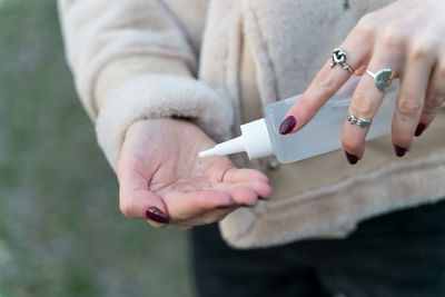 Close-up of woman holding hands