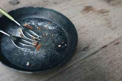 High angle view of food on table