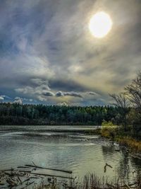 Scenic view of lake against sky