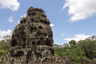 Low angle view of temple against cloudy sky