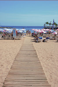 Scenic view of beach against clear sky