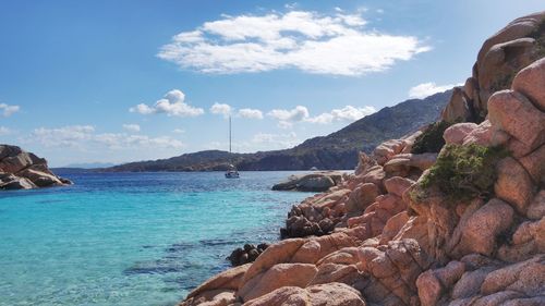 Scenic view of sea against cloudy sky