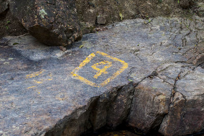 Text on rock formation