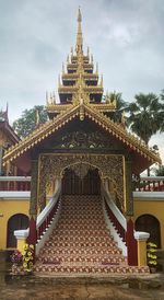 Low angle view of temple building against sky