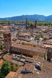 High angle view of townscape against sky