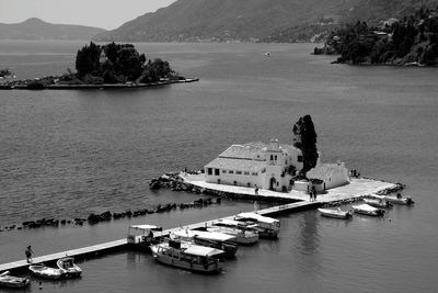 View of boats in river