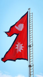 Low angle view of flag against sky