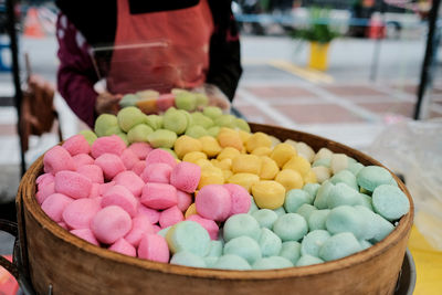 Close-up of multi colored food for sale in market