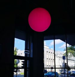 View of buildings through window