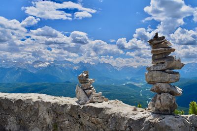 Pile of rocks above walchensee, bavaria, germany.