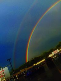 Rainbow over city