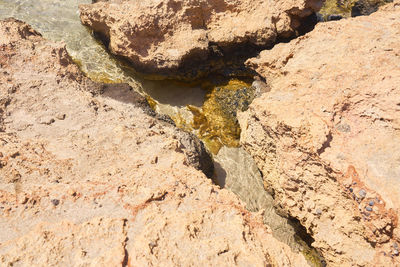 High angle view of rocks on land