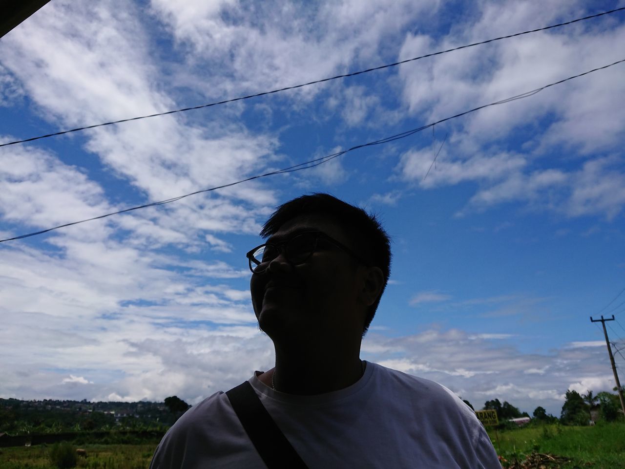 LOW ANGLE PORTRAIT OF MAN AGAINST SKY