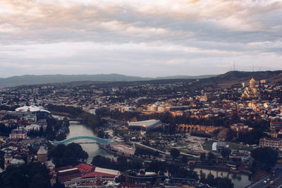 High angle view of buildings in city