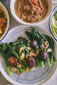 High angle view of food in bowl on table