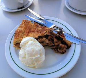 High angle view of breakfast served on table