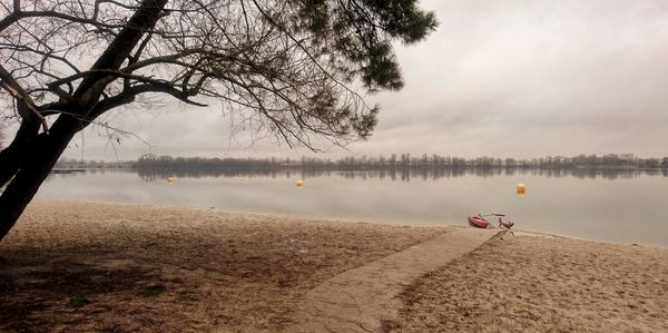 Scenic view of lake against sky