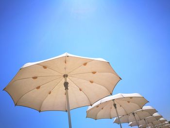 Umbrella against clear blue sky